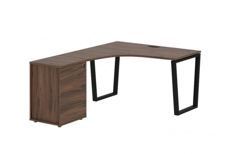 Стол эргономичный с тумбой левый EDIS EVCET 1318 L Дуб Денвер темный Черный_0