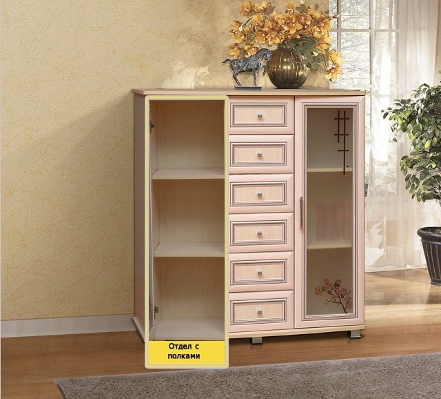 Комод многофункциональный Фант (рамочный) ЛДСП с накладками МДФ, Млечный дуб_1