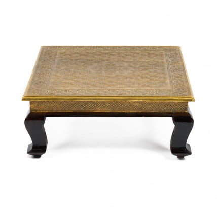 Столик Secret De Maison GOLDEN HAVELY ( mod. BJ-002) дерево манго, 46х46x18, этническая чеканка_1