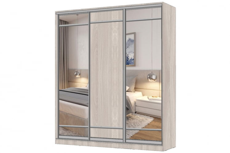 Шкаф-купе 3-х дверный Виктория 2000х584х2300, Ясень шимо светлый 20ДЗЗЗДЛЛЛДЗЗЗ-ЯПШШ-Яшс 310-2887_0