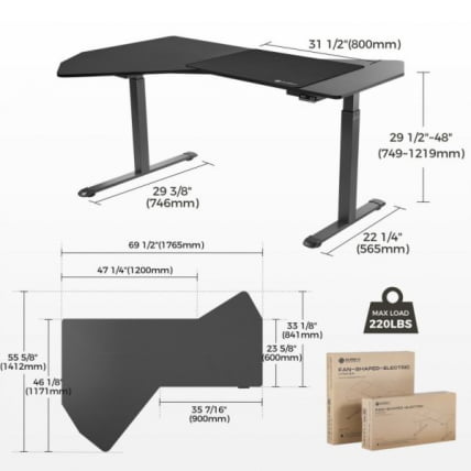Стол компьютерный с электроприводом Eureka ERK-EDI-FS-MSW (Fan shaped), черный_2
