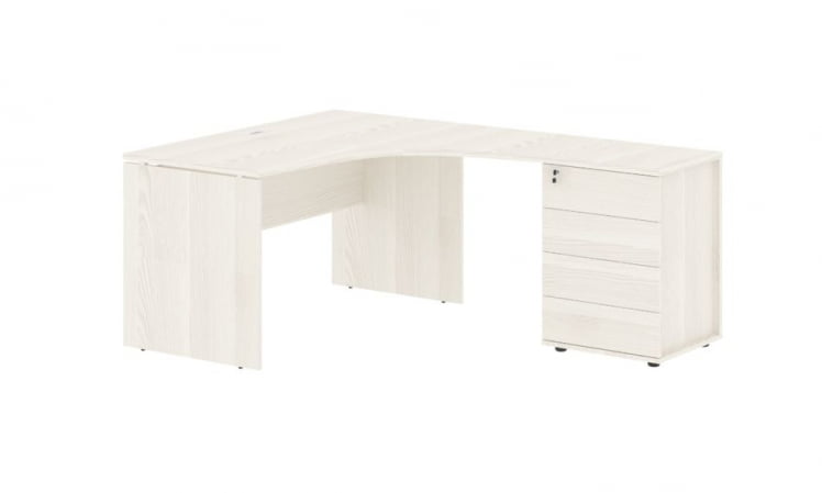 Стол эргономичный с тумбой правый EDIS EDCET 1518 R Ясень Траун Белый_0