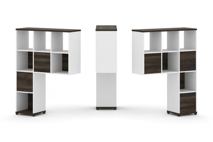 Надставка на стол высокая двухсторонняя + задняя стенка (5 шт.) CONCEPT CN.DNV-003 Дуб Мали Белый бриллиант Черный металл_0