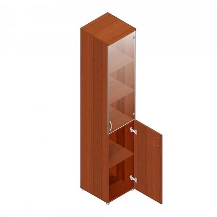Шкаф для документов узкий с прозрачными стеклами Р.П-2СБ Орех Гепланкт_0