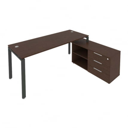Рабочая станция на П-образном м/к с опорной тумбой правая Metal System Б.РС-СТС-2.5 Пр Венге/Антрацит_0