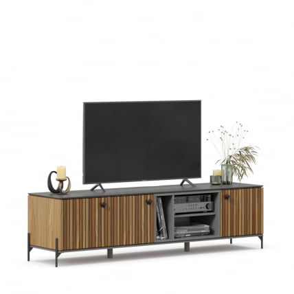 Тумба ТВ 1800 Элиот ЛД 414.020.000 Оникс Серый/Орех фактурный_0