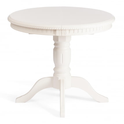 Стол STEFANO круглый бук, мдф, D90+30x77см, Ivory white_0