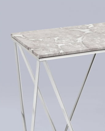 Консоль Авалон 122*41 серый мрамор сталь Серебро_5