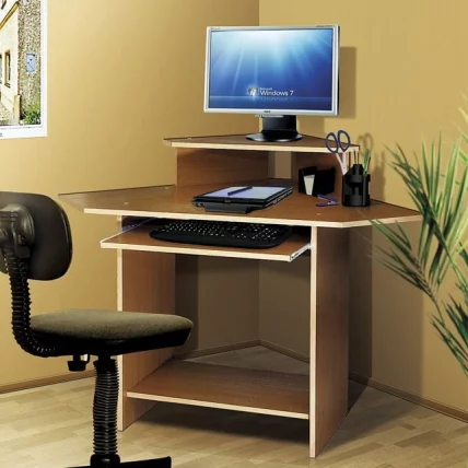 Компактный угловой компьютерный стол СК4 Вишня Оксфорд_0