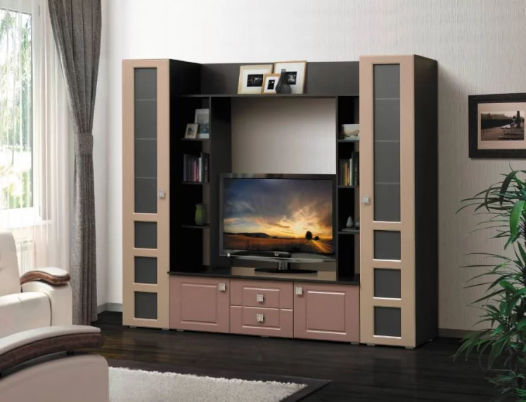 Набор мебели для гостиной Грация 7 МДФ матовый Венге/Белый/Черный_0