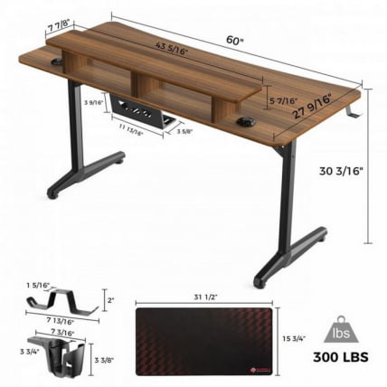 Стол для компьютера (для геймеров) EUREKA GIP 60, Walnut EUREKA GIP 60 Walnut_2