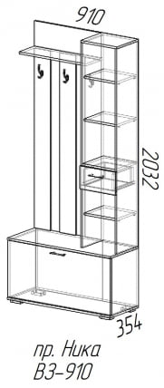 Вешалка с зеркалом В3910 