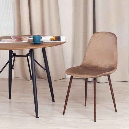 Стул BREEZE (mod. 4724) вельвет/металл, 44 х 53 х 87 см, Brown (коричневый) HLR11 / орех_9