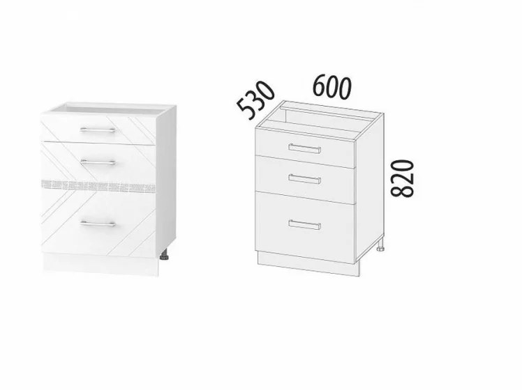 Напольный шкаф (3 ящика с системой плавного закрывания) Бьянка 102.91_1