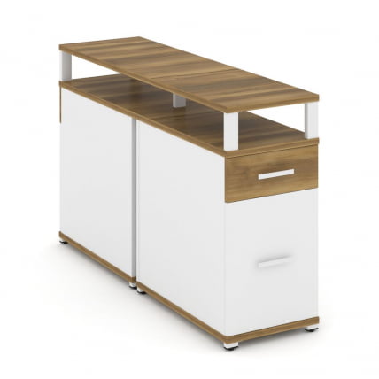 Тумба двухсторонняя опорная приставная с ящиком, распашным фасадом и надставкой CONCEPT CN.DTGO-006 B/W Сандал Янтарный Белый бриллиант Белый_0