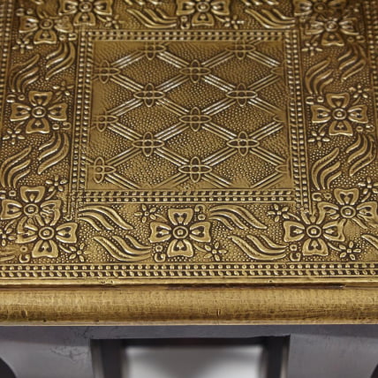 Комплект 3 столика Secret De Maison BRAHMA ( mod. ND-009) дерево манго/латунная чеканка, 56х36х50, 41х30х45, 24х24х40_5