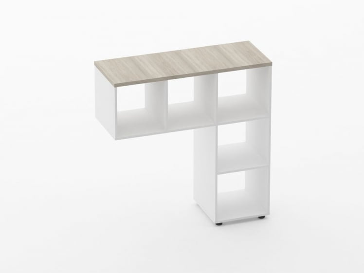 Стеллаж к столу Deka 9.07.11 Дуб Сантана светлый/Белый_0