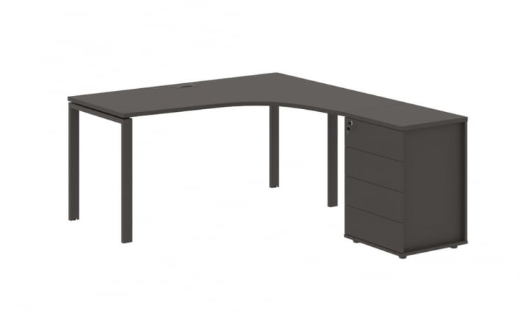 Стол эргономичный с тумбой правый EDIS EUCET 1518 R Мокко_0