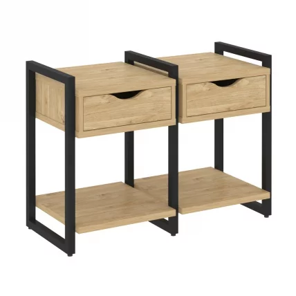 Тумба на регулируемых опорах наборная. Вариант №1 LOFT VR.L-TN-1.O Металл черный Тиквуд светлый_0