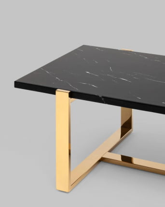 Журнальный столик Тоби 109*66 черный мрамор сталь Золото_3