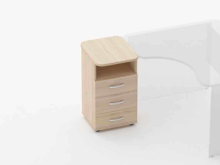 Тумба приставная на 3 ящика с нишей Glassy 3.10.13 Туя_0