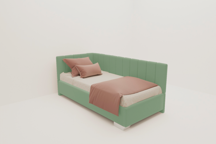 ДЕТСКАЯ МЯГКАЯ ИНТЕРЬЕРНАЯ КРОВАТЬ ТЕРРА С ОРТОПЕДИЧЕСКИМ ОСНОВАНИЕМ (BERHOUSE) Цвет фасада: Мятный; Материал фасада: Металл/Велюр; Спальное место: 1200х1900_0