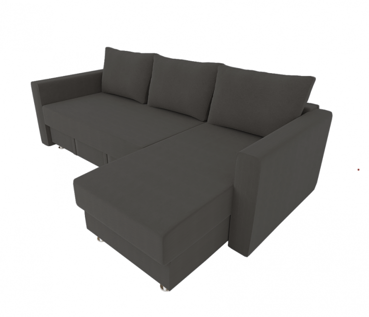 Диван угловой с подлокотниками Мадрид (Berhouse) Цвет фасада: Темно серый Велюто 32; Тип: Левый/правый; Материал фасада: Металл/Велюр_0