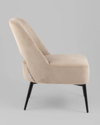 Кресло лаунж Бостон велюр рельефный бежевый_2