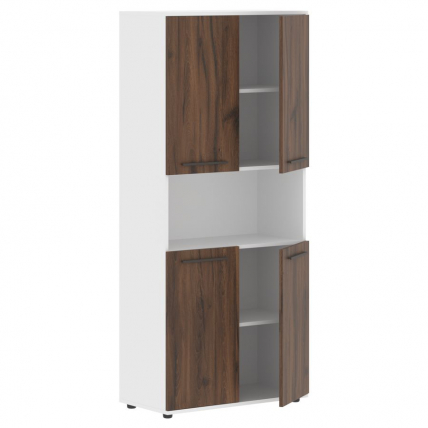 Шкаф с двумя комплектами глухих малых дверей EDIS EHCS 85.4 Дуб Денвер темный Мокко Белый_1