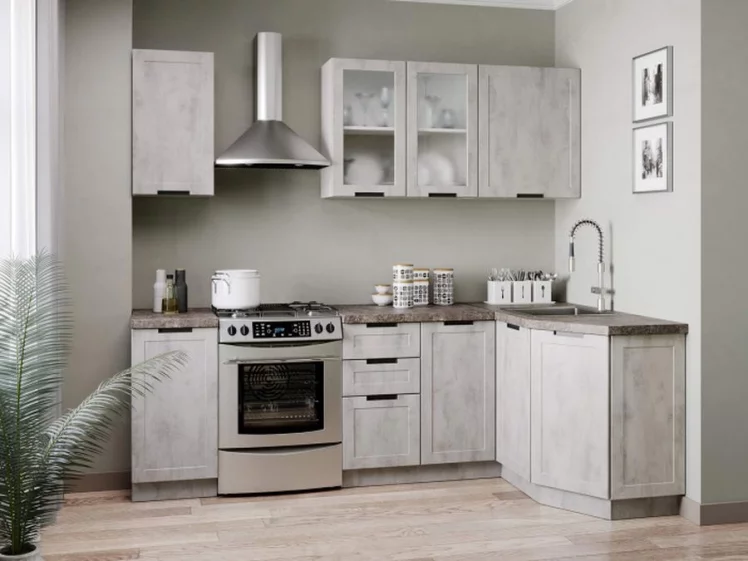 Шкаф кухонный 800 горизонтальный с 2 складными дверями комбинированный со стеклом Джамис ЛД 296.980.000.084 Белый Белый камень_2