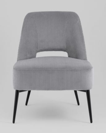 Кресло лаунж Бостон велюр рельефный светло-серый_6