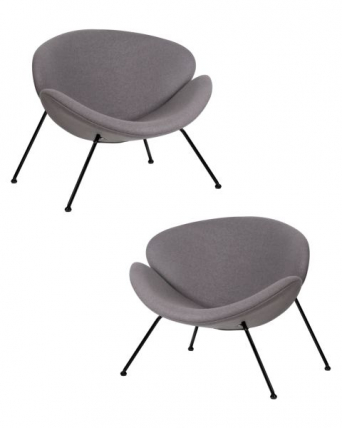 Кресло дизайнерское DOBRIN EMILY (серая ткань AF7, черное основание) 2 шт_0