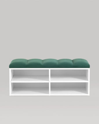 Обувница Хольст 2 белая велюр Зеленый_4