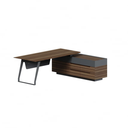 Стол руководителя на опорной тумбе QUARTZ QZ.0101.BW+QZ.0201.BW.GF.R правый_0