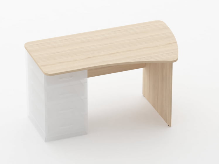 Стол эргономичный под встроенную тумбу Glassy 1.121.14Пр Бук светлый_0