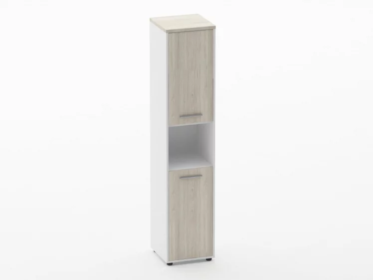 Шкаф 4 узкий закрытый, с нишей Deka 10.19.12Пр Дуб Сантана светлый/Белый_0