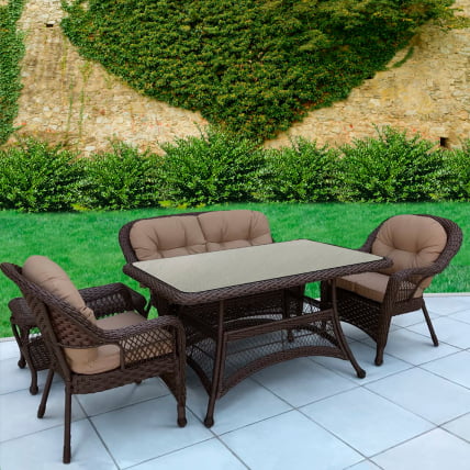 Комплект плетеной мебели T130Br/LV520BB-Brown/Beige_0