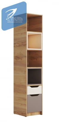 Стеллаж RICH СЖ-001 Миндаль/Глиняный серый/дуб крафт золотой_0