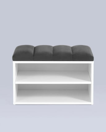 Обувница Хольст белая велюр Темно-серый_4