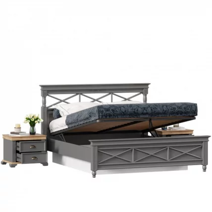 Кровать двуспальная 1600 с подъемным механизмом и тумбами Амели Оникс серый_1