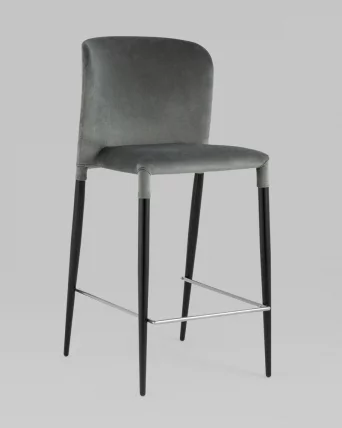 Стул полубарный Лори велюр Серый ножки металл_2