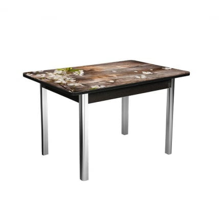 Стол раздвижной 1,55 Победа, СТЕКЛО, опоры полуовал ХРОМ, Венге/128947691_0