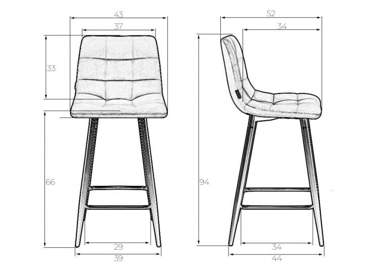 Стул полубарный DOBRIN OLIVIA (черные матовые ножки, зелёный велюр (108-64))_8