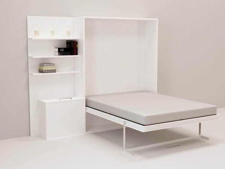 Откидная кровать с полкой Смарт 1 К 1600+П левая Дуб молочный_1