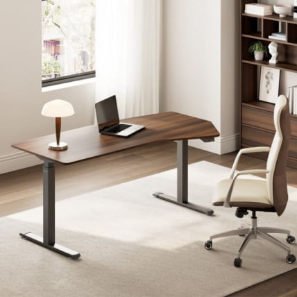 Стол компьютерный с электроприводом Eureka ERK-EDI-HTG-SW (Heptagon), орех_6