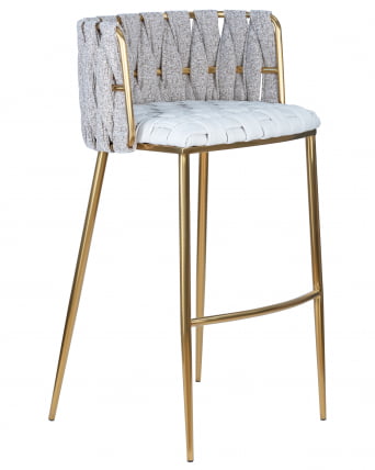 Стул барный DOBRIN EMMA GOLD (белый PU (T-01), белая ткань (F-49))_1