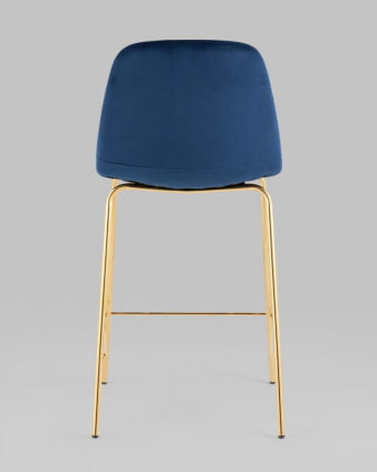 Стул полубарный Валенсия SN велюр Синий золотые ножки_5