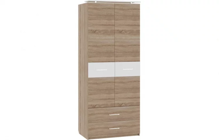 Шкаф (2 створки с ящиками) Импульс SN16.04 Дуб сонома/белый глянец_0