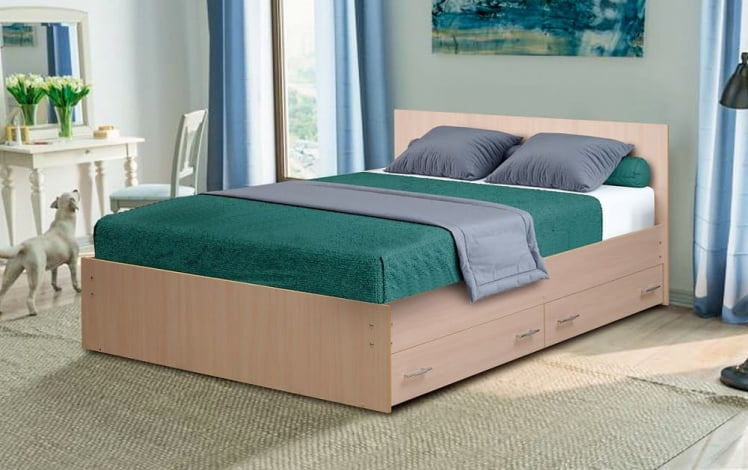 Кровать с ящиками на уголках №4 ЛДСП 1600*2000 Ясень Шимо темный_0