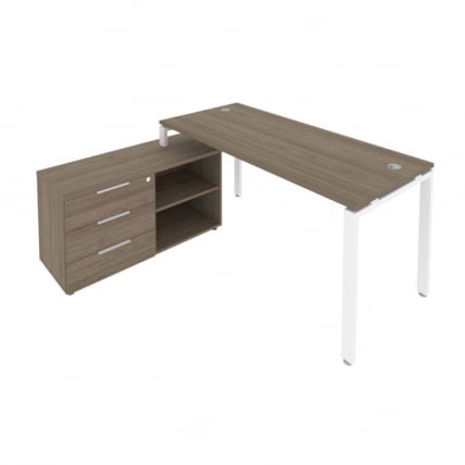 Рабочая станция на П-образном м/к с опорной тумбой левая Metal System Б.РС-СТС-2.4 Л Вяз/Белый_0